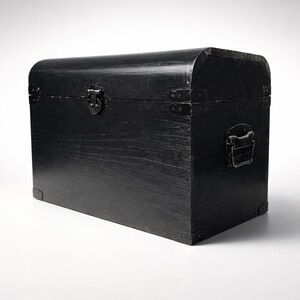 Black Wooden Storage Treasure Chest